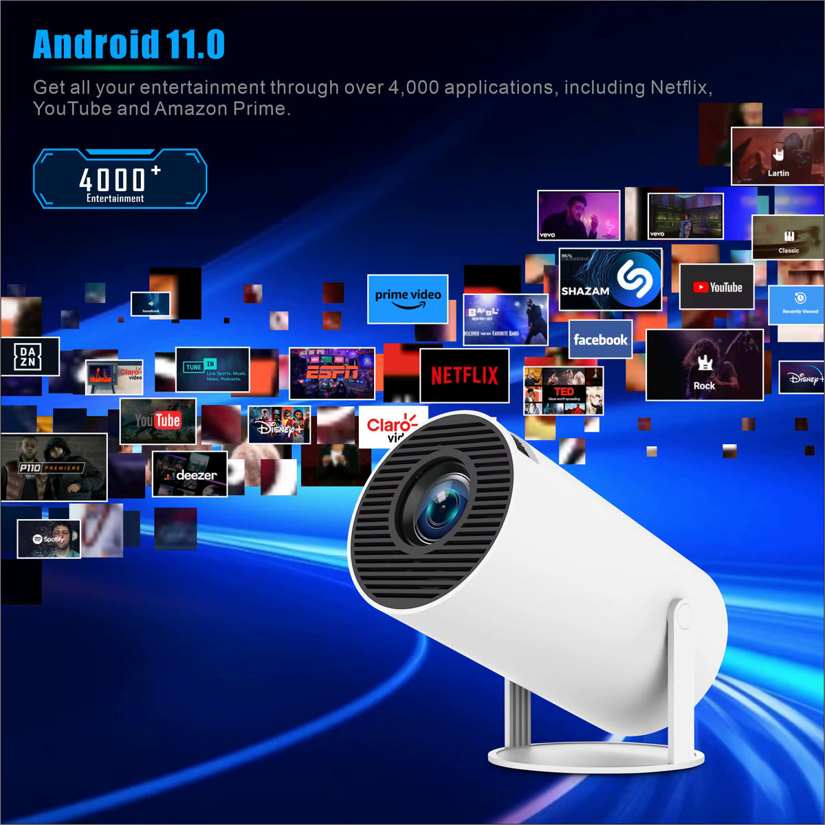 HY300 Pro Android 11 Wifi Outdoor 4K Cheap Mini Projector 4K TV Projector 4K Home Theater Video Projecteur Portable Projector