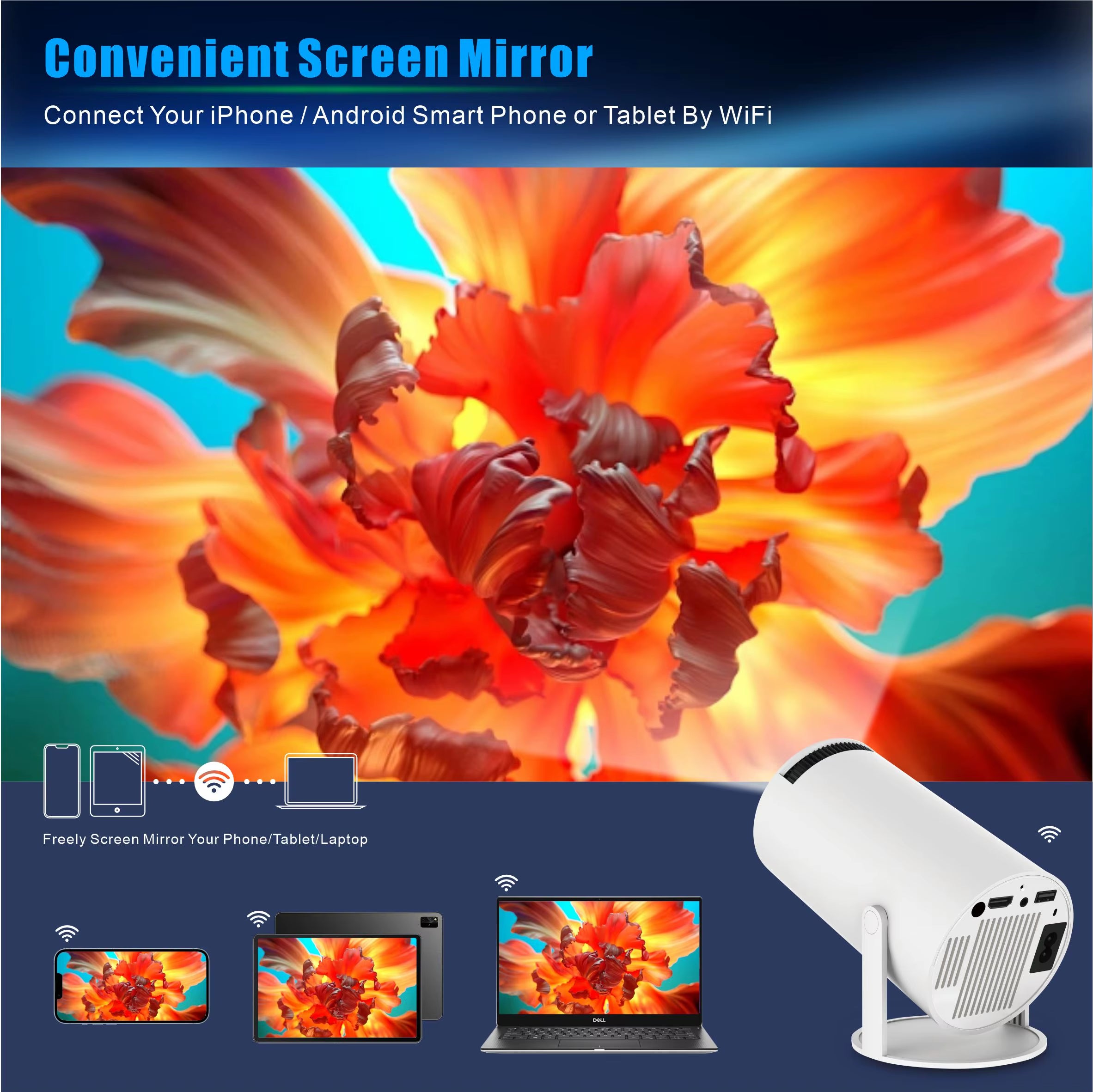 HY300 Pro Android 11 Wifi Outdoor 4K Cheap Mini Projector 4K TV Projector 4K Home Theater Video Projecteur Portable Projector